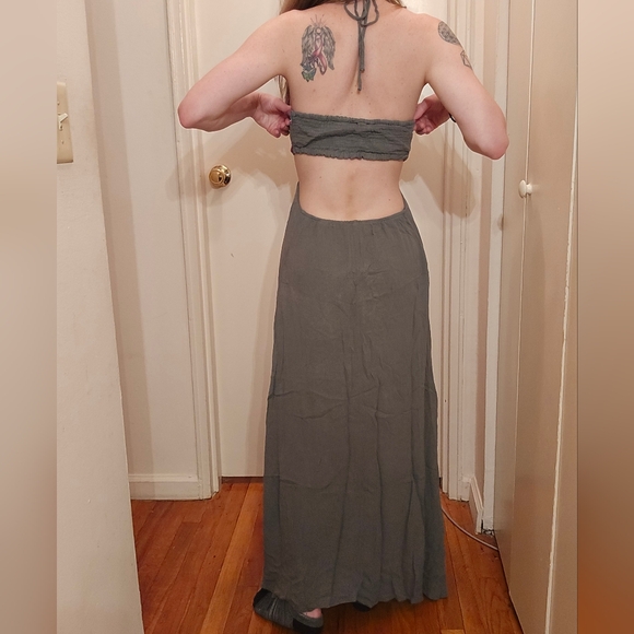 LULUS Earth Green Maxi Dress with Colorful Patterned Top Medium - Picture 4 of 9